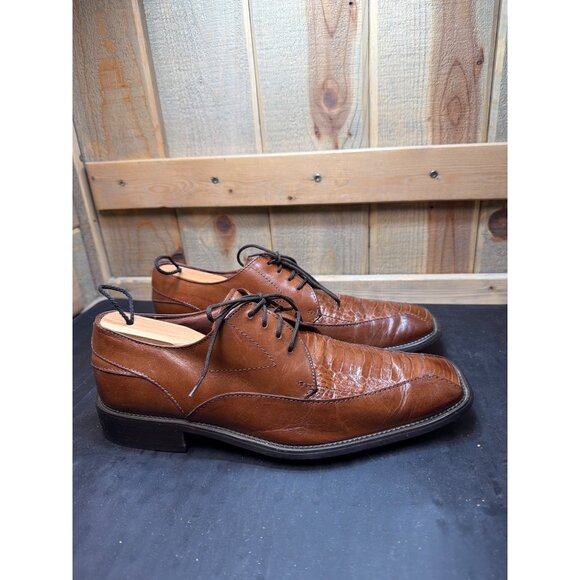 Stacy Adams Mens Genuine Snake Leather Oxford Dress Shoes Size 8.5 Brown Tan